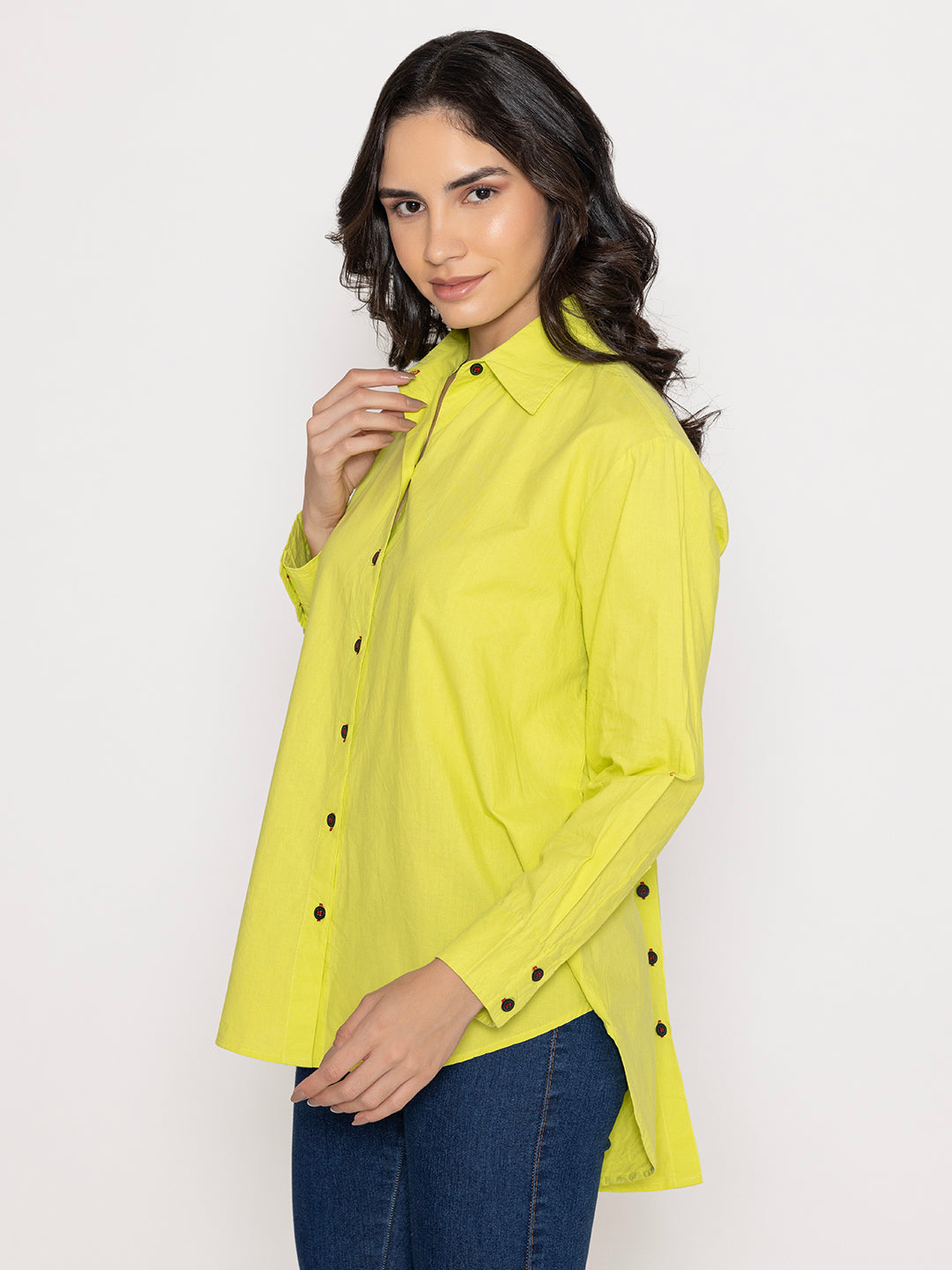 SOLID COLOR FRONT BACK EMBROIDERED BUTTON UP EMBROIDERED SHIRT