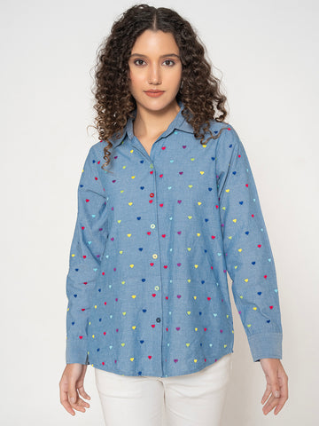 DENIM FULL EMBROIDERED SHIRT