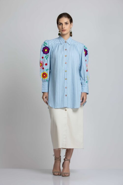 Embroidered Full Sleeves Collar Shirt