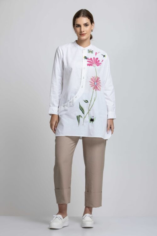 SOLID FRONT EMBROIDERED SHIRT-