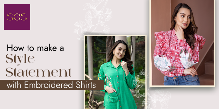solid-coloured embroidered women's shirt