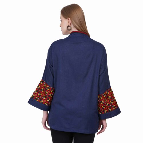 Blue Embroidered shirt with Front Pockets