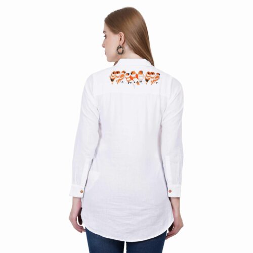 White Flex Cotton Embroidered Shirt