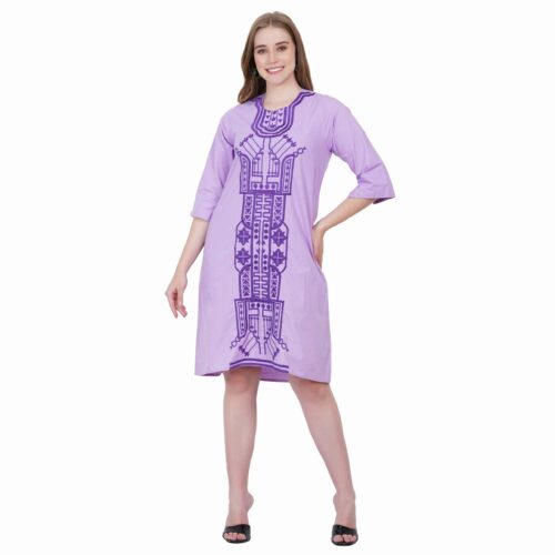 Lilac Embroidered Shirt Dress