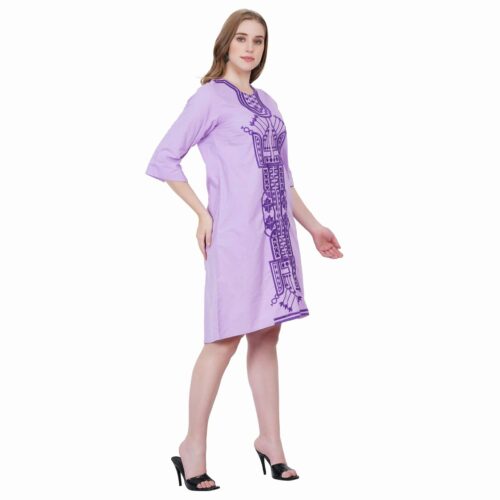 Lilac Embroidered Shirt Dress