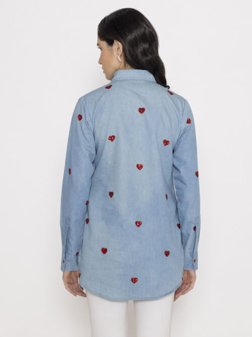 DENIM FULL BUTTON-DOWN FRONT & BACK EMBROIDERED SHIRT