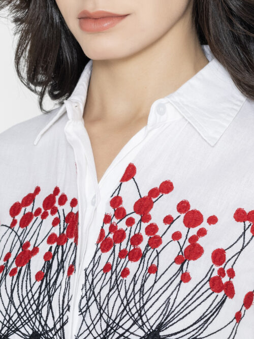 White FRONT Embroidered Shirt