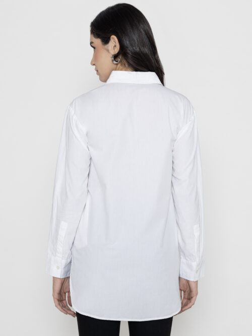 SOLID COLOR FRONT EMBROIDERY COLLAR SHIRT