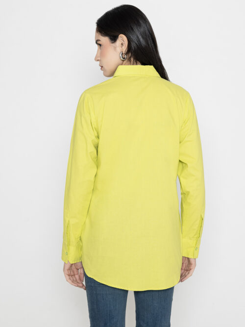 VIBRANT YELLOW SOLID COLOR FRONT EMBROIDERED SHIRT